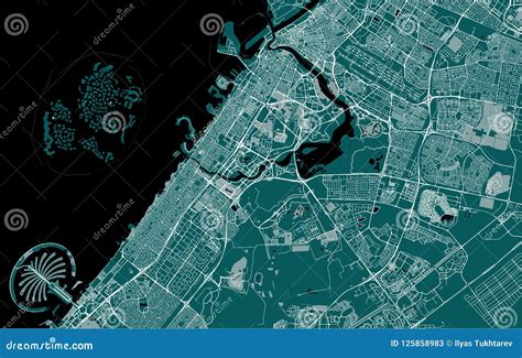 Map of the City of Dubai, United Arab Emirates UAE Stock Vector - Illustration of highway, ajman ...