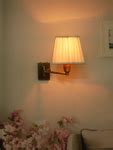 Swivel Antique Bedside Wall Sconce with Pleated Square Fabric Shade