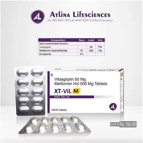 XT Vil M - Vildagliptin 50 mg & Metfortin Hydrochloride 500 mg Tablets ...