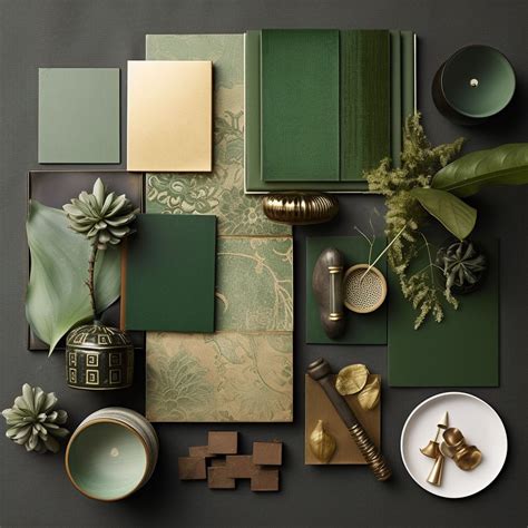 Interior Design Mood Board - Green in 2024 | Moodboard innen, Zimmer ...