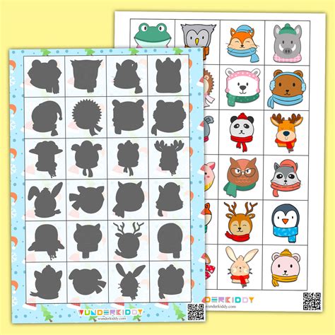Printable Winter Animals Shadow Match Worksheet for Toddlers