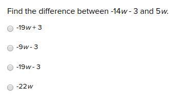 Find the difference between -14w - 3 and 5w. - Brainly.in