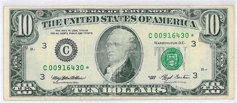1993 STAR TEN-DOLLAR($10) BILL~ LOW SERIAL NUMBER | 10 dollar bill ...