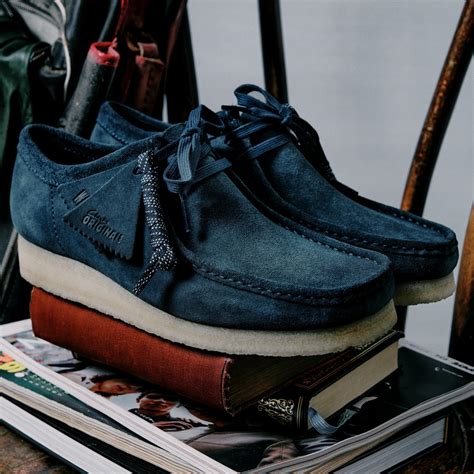 Mens Wallabee Mid Blue Suede Wallabee, Lace Up Shoes | Clarks UK
