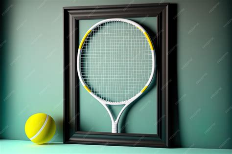 Premium AI Image | Mock up frame for tennis racquet and ball