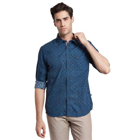 Parx Men Blue Print Slim Fit Cotton Shirt – MyRaymond