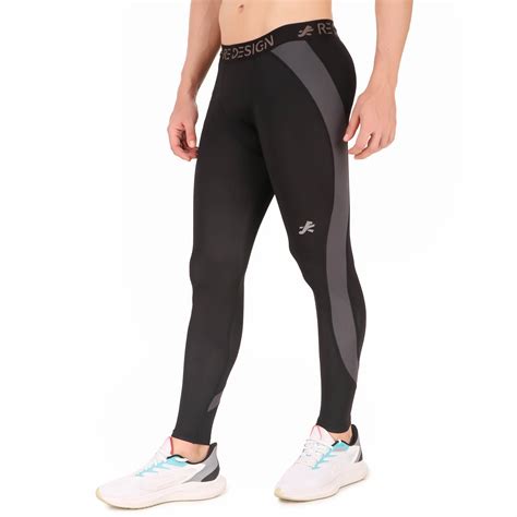 Nylon Compression Pant and Full Tights For Men(BLACK/DARK GREY ...