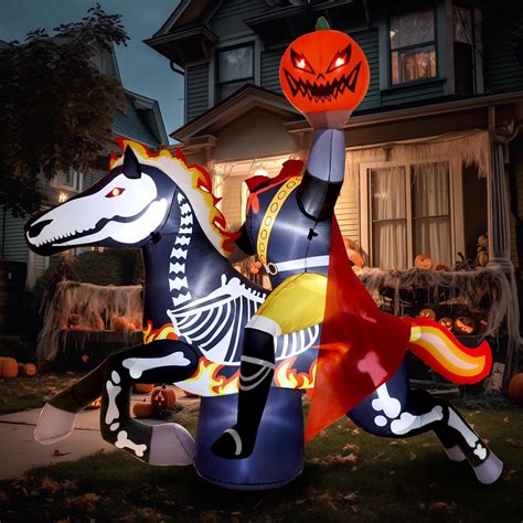 Amazon.com: WBHome 9 Ft Halloween Inflatable Headless Horseman Outdoor ...