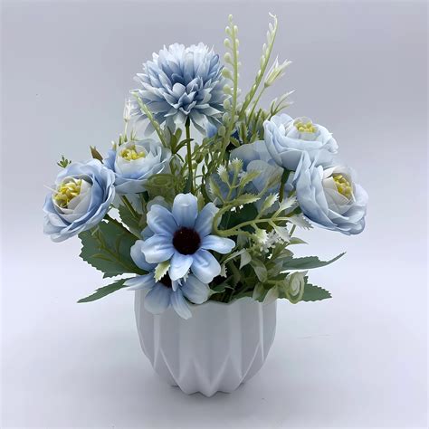 Buy Hbluefat Artificial Flower in Vase,Silk rose Daisy Hydrangeas ...