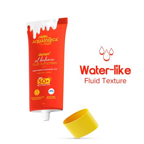 Detan+ Oil Balance Fluid Sunscreen for Oily Skin - 50g – Aqualogica