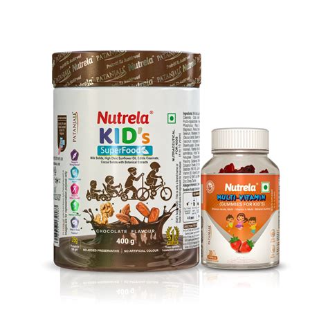 Patanjali Nutrela Kids Superfood & Kids Multivitamin Gummies Combo ...