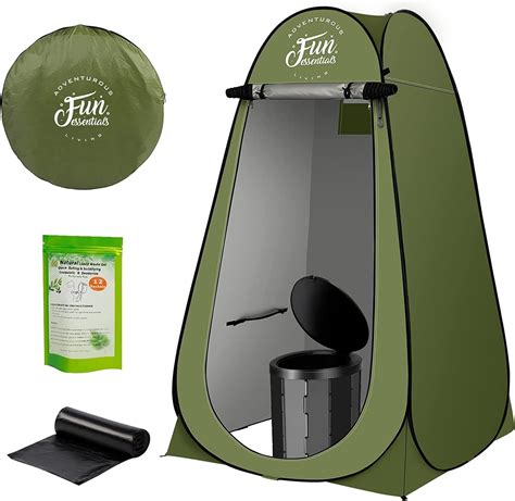 FUN ESSENTIALS Portable Toilet Kit For Adults, Pop Up Privacy Tent, X ...