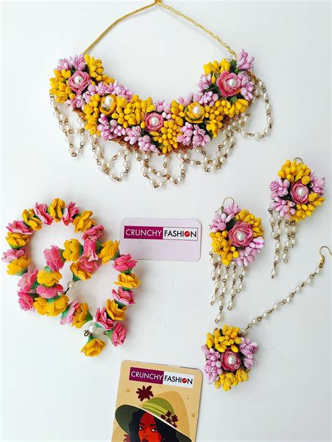 Floral Haldi Mehndi Jewellery Set For Bridal Women & Girls