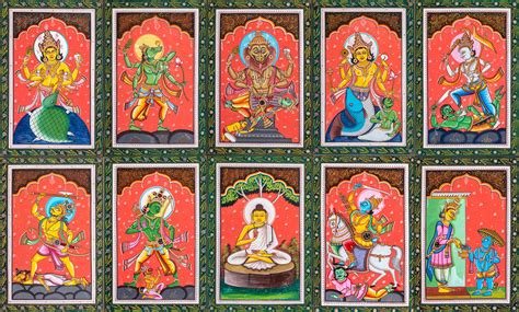 Dashavatara - The Ten Incarnations of Lord Vishnu (Set of Ten Paintings ...