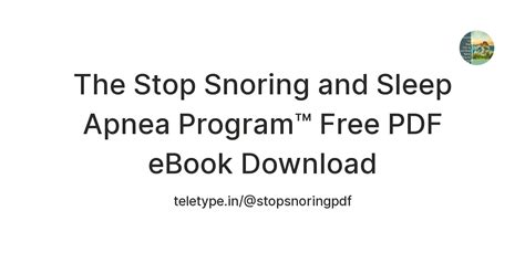 The Stop Snoring and Sleep Apnea Program™ Free PDF eBook Download ...