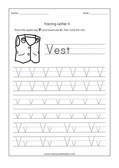 Trace Letter V Worksheet
