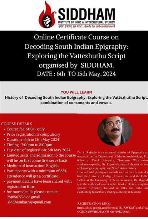 Epigraphy Class by Dr S Rajendu - Organised by Siddham Institute