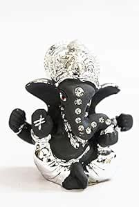 Laps of Luxury Ganesha Car Dashboard Idol in Polystone Black and Silver ...