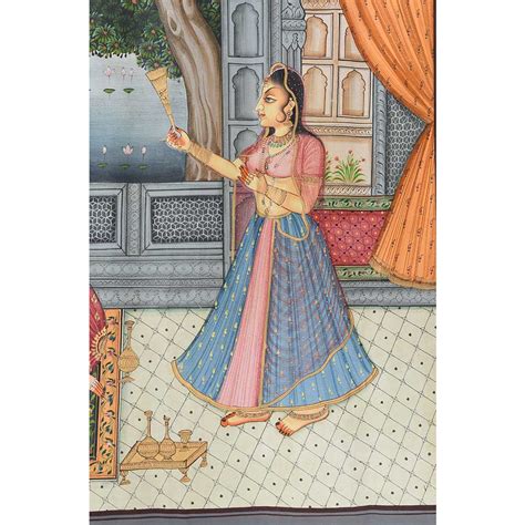 Indian Canvas Mogul Empire Harem Folk Painting