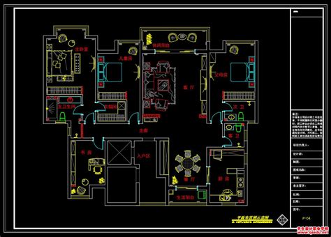 家装CAD图纸[11],美式风格3室2厅CAD施工图全套附效果图-齐生设计职业学校