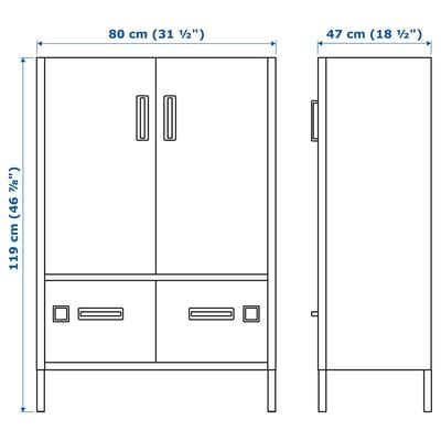 IDÅSEN cabinet with doors and drawers, dark green, 80x47x119 cm (311 ...