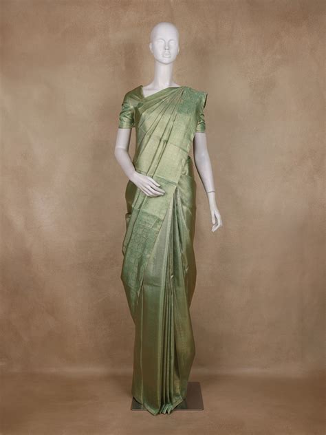 Light Green Striped Woven Design Pure Kanchipuram Silk Saree with Zari ...