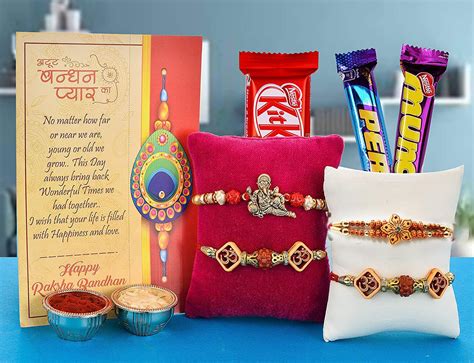 Set of 4 Rakhi Gift Combo for brother Bhabhi with Chocolate,Best Rakhi ...