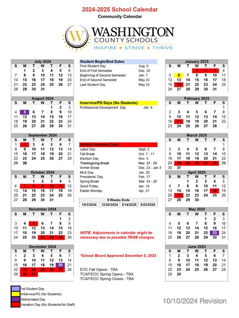 District Calendar | Washington County Schools