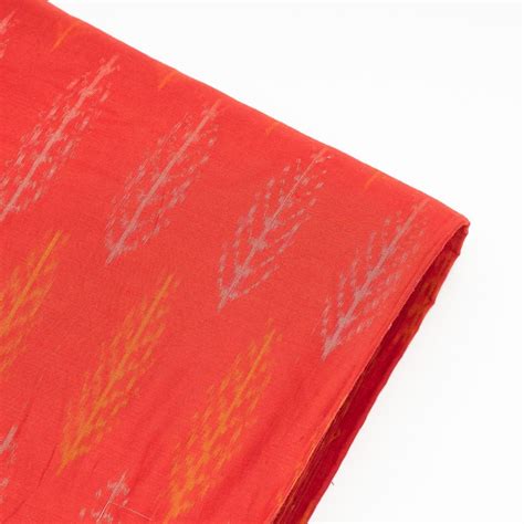Premium Red Colour Silk Ikat Fabric Fabric for Designers | FabCouture