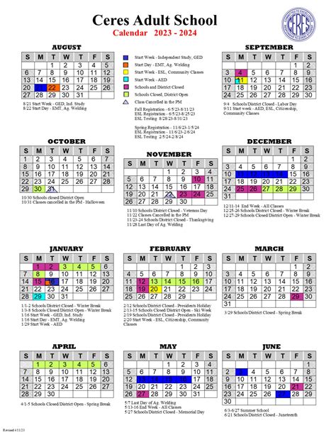 Calendar | Ceres Adult School