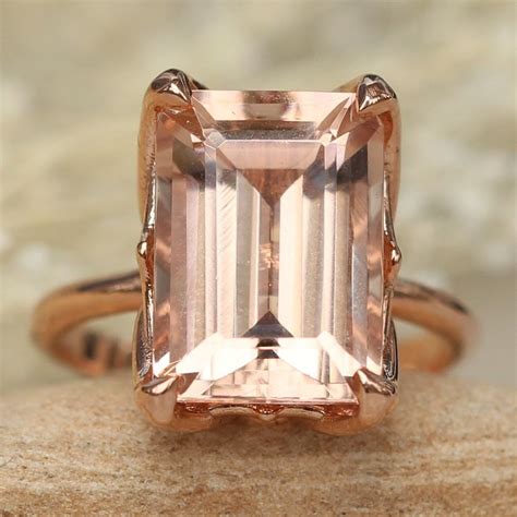 emerald cut morganite engagement ring