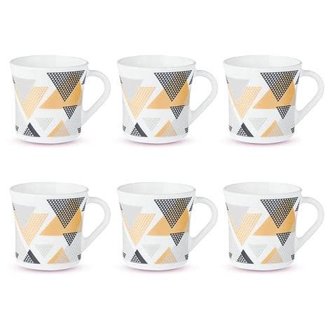 Larah by BOROSIL Crysta Series Nivaah Opalware Mug | Set of 6 Tea ...