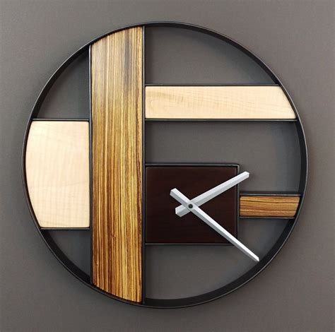Modern ZebraWood and Steel Round Wall Clock | Wall clock modern, Clock ...