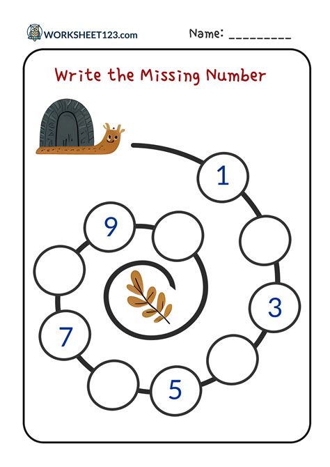 Missing Number Between 1 to 10 (Preschool Kindergarten Worksheet)
