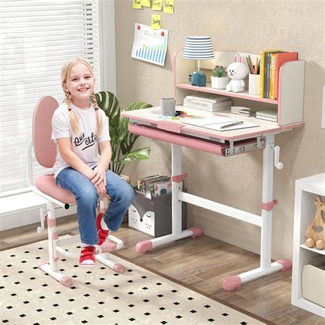 Amazon.com: Costzon Kids Desk and Chair Set, Height Adjustable Children ...