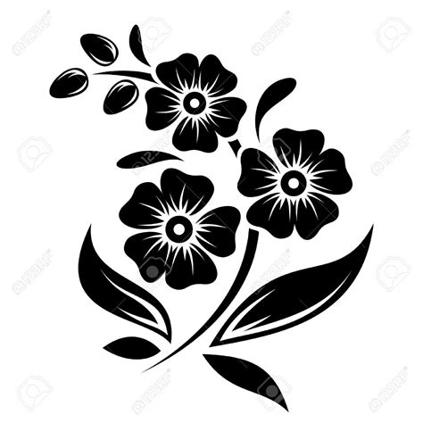 Black Silhouette Of Flowers Vector Illustration Royalty Free ... Small Tattoo Designs, Tattoo ...