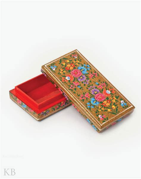 Buy Golden Multi Floral Handmade Paper Mache Gift Box at Best Prices ...