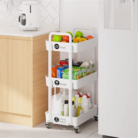 Buy Laiensia 3-Tier Storage Cart,Multifunction Utility Rolling Cart ...