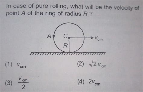 In case of pure rolling, what will be the velocity ofpoint A of the ...
