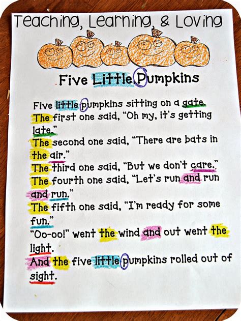 Five Little Pumpkins Poem Printable