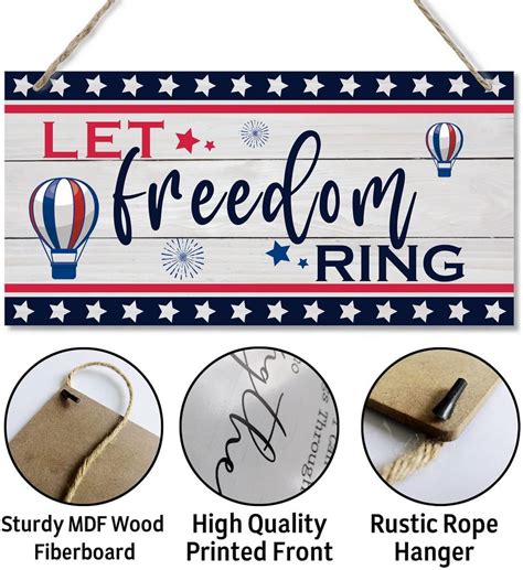 Letrero patriótico para decoración de pared, con texto en inglés «Let ...