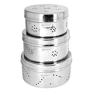 Buy KCL Stainless Steel Coriander Box/Food Storage/Kothamir Dabba - Set ...