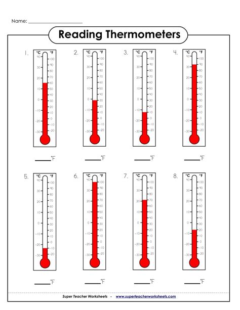 Reading Thermometers Worksheet Sscience