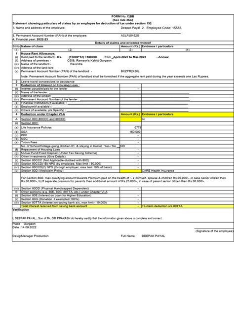 Image result for Form 12BB Submission