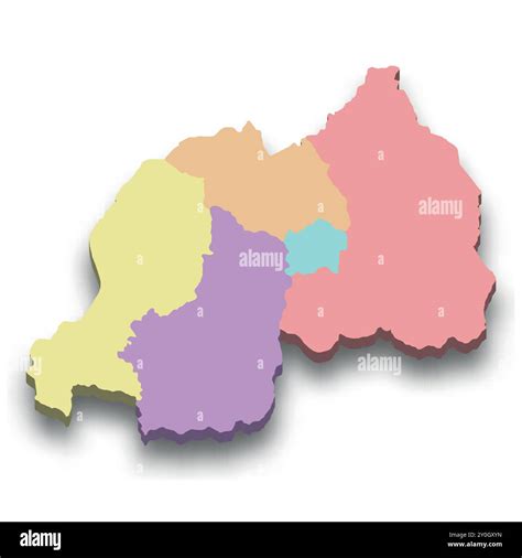 3d isometric colored map of Rwanda with borders of regions Stock Vector Image & Art - Alamy