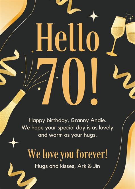 Happy 70th Birthday Card Printable 70th Birthday Card By PinkFish Shop