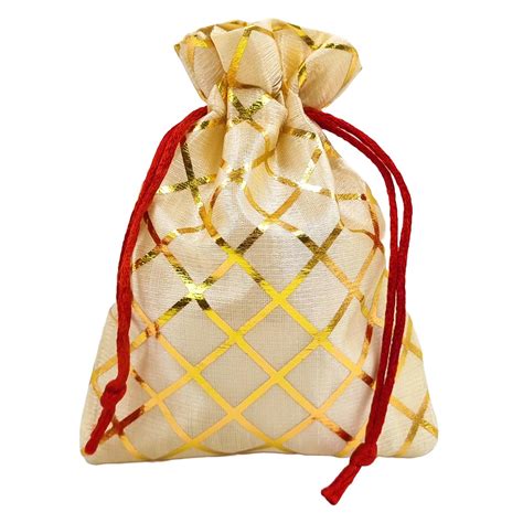 Soul Artisan Potli Drawstring Pouches/Bags(Sandal-Cross Checked) for ...