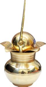 MATARAENTERPRIS GLOSSY MANGAL KALASH WITH BRASS NARIYAL AND BRASS MANGO ...