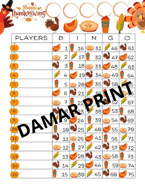 Thanksgiving Bingo Boards Printable-bingo Boards 1-15 Lines -straight Mixed Blank- 75 Ball - Etsy