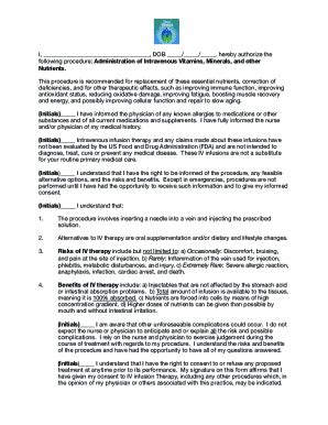 Fillable Online Informed Consent Intravenous Therapy - TK H2O IV ...